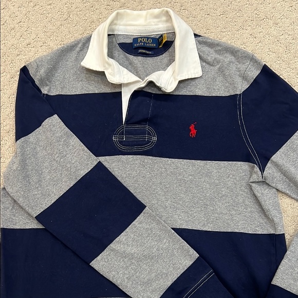 Polo by Ralph Lauren Navy and Gray Rugby Shirt - Picture 1 of 3